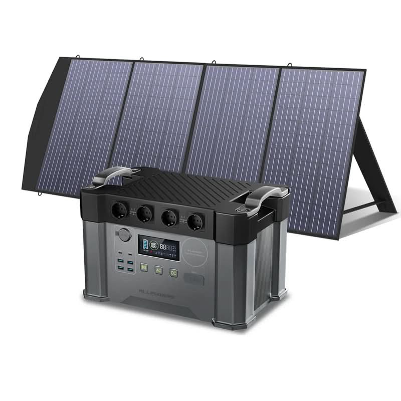 ALLPOWERS S2000 Pro draagbaar powerstation, 1451Wh, 2400W accu, zonnegenerator, mobiele stroomopslag, powerstation met 2x 200W, opvouwbaar zonnepaneel, voor buiten, thuis, noodgevallen, Camping