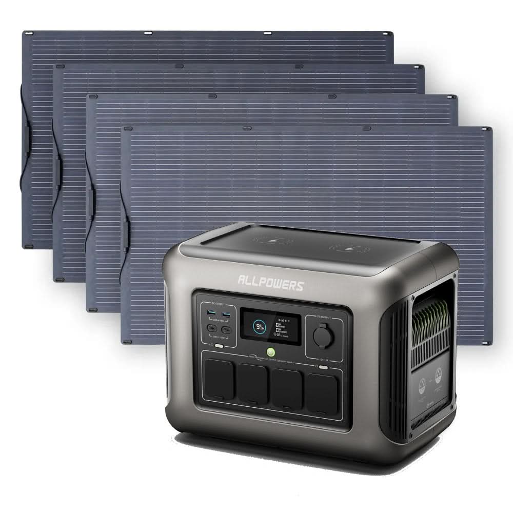 ALLPOWERS Zonnegeneratorset 1800W (R1500 + SF100 100W flexibel zonnepaneel)