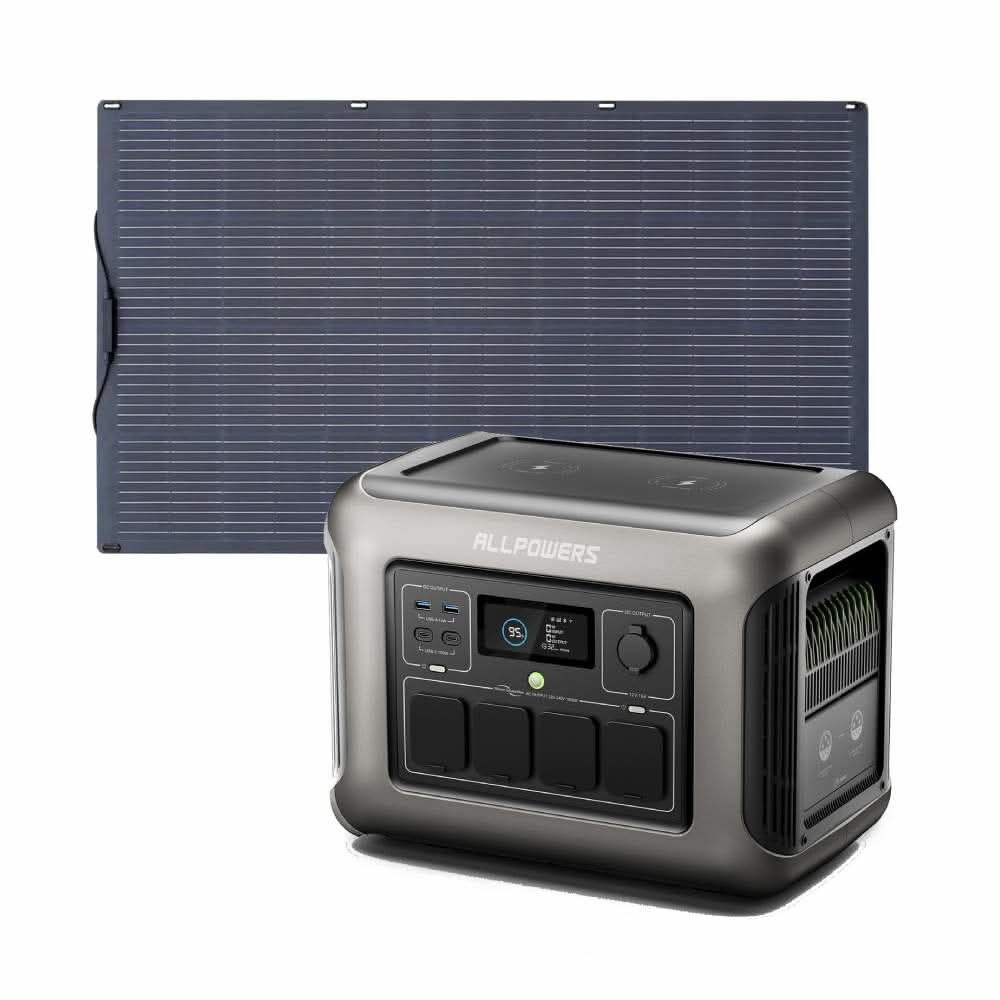 ALLPOWERS Zonnegeneratorset 1800W (R1500 + SF100 100W flexibel zonnepaneel)