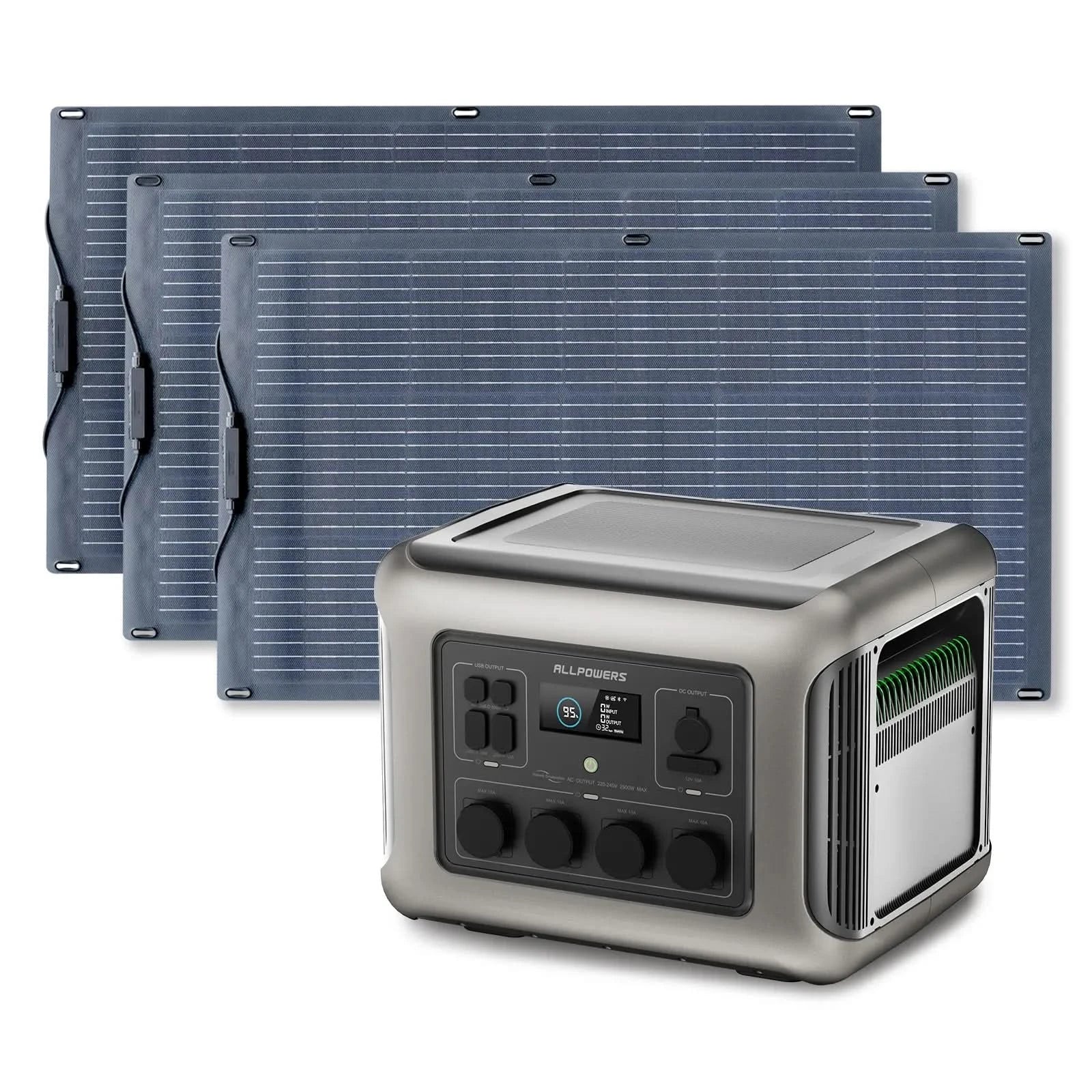 ALLPOWERS Zonnegeneratorset 2500W (R2500 + SF100 100W flexibel zonnepaneel)