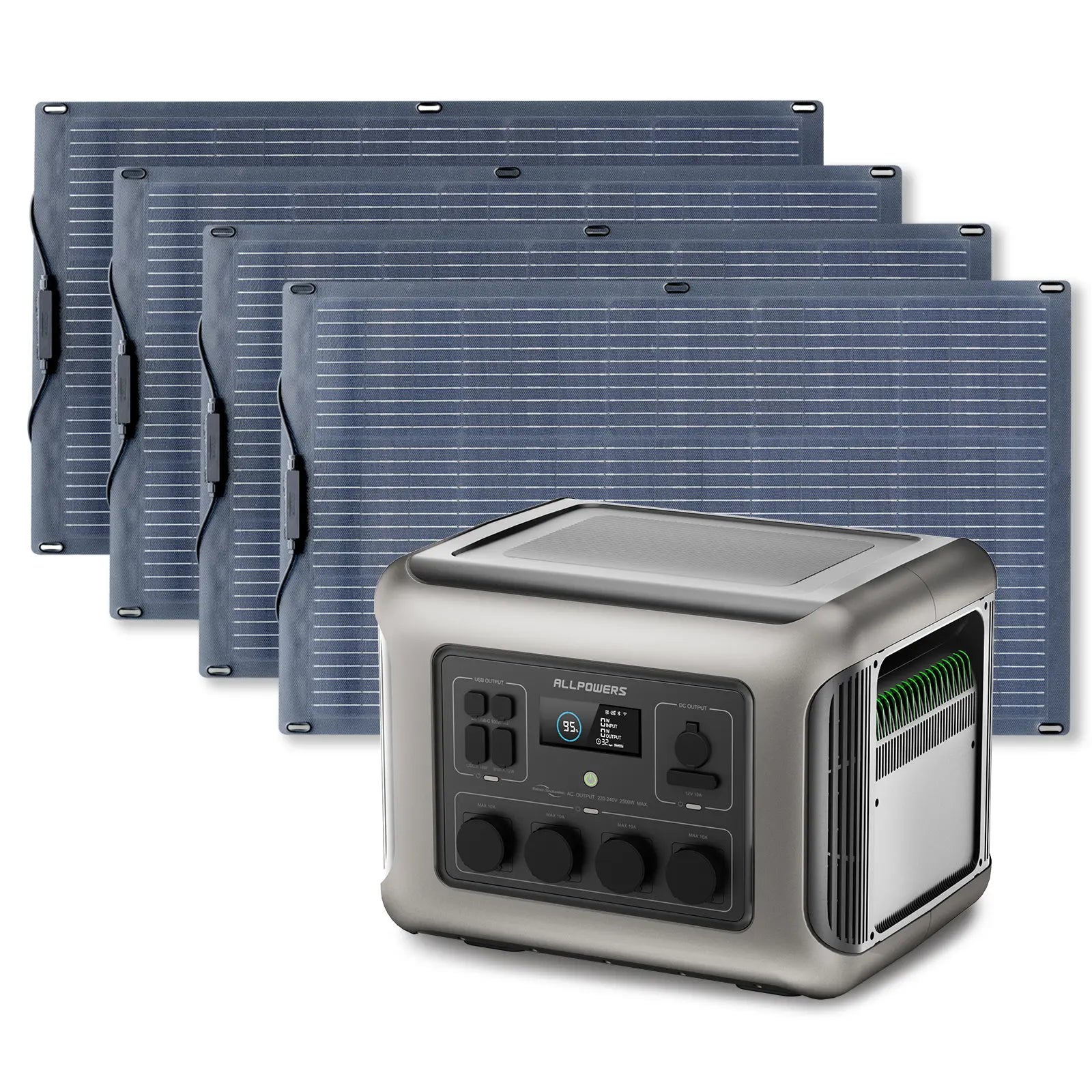 ALLPOWERS Zonnegeneratorset 2500W (R2500 + SF100 100W flexibel zonnepaneel)