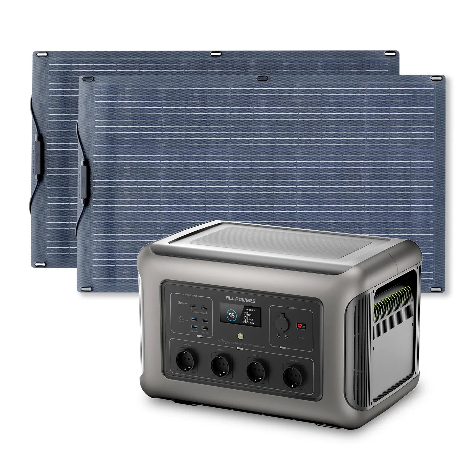 ALLPOWERS Zonnegeneratorset 3500W (R3500 + SF100 100W flexibel zonnepaneel)
