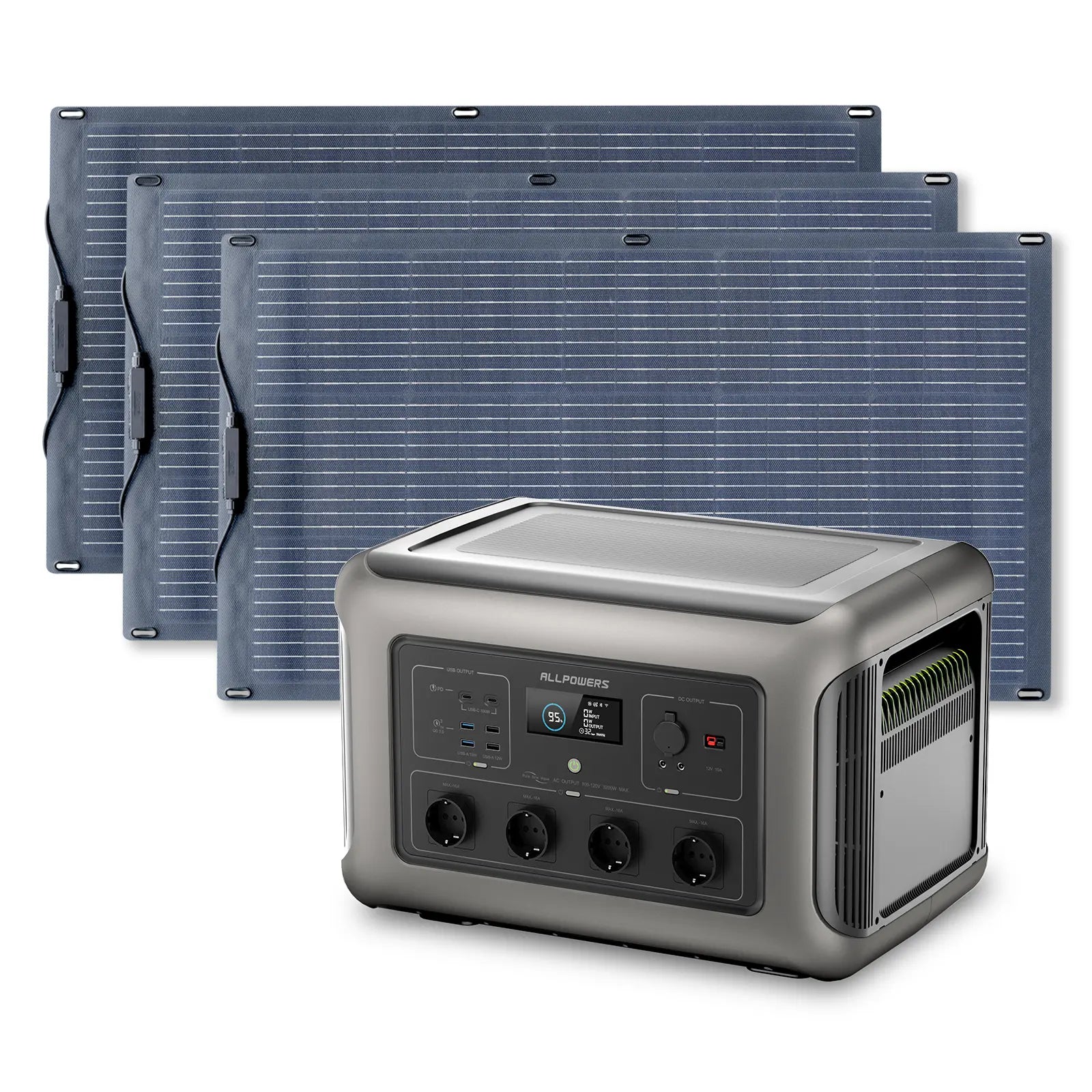 ALLPOWERS Zonnegeneratorset 3500W (R3500 + SF100 100W flexibel zonnepaneel)