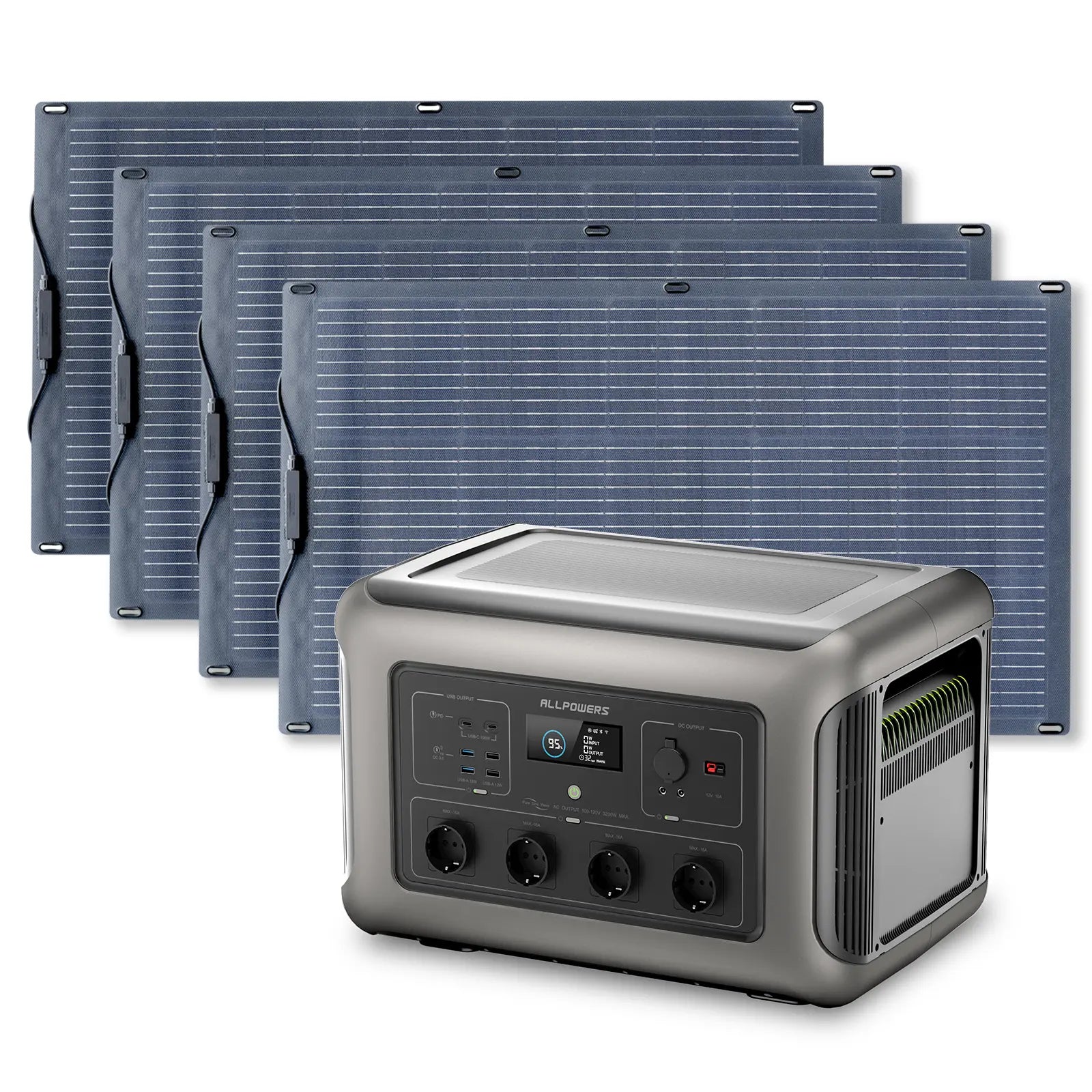 ALLPOWERS Zonnegeneratorset 3500W (R3500 + SF100 100W flexibel zonnepaneel)
