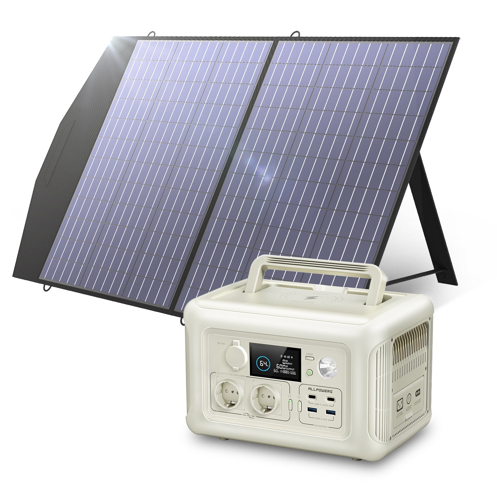 ALLPOWERS Zonnegeneratorset 600W (R600 + SP027 100W zonnepaneel)