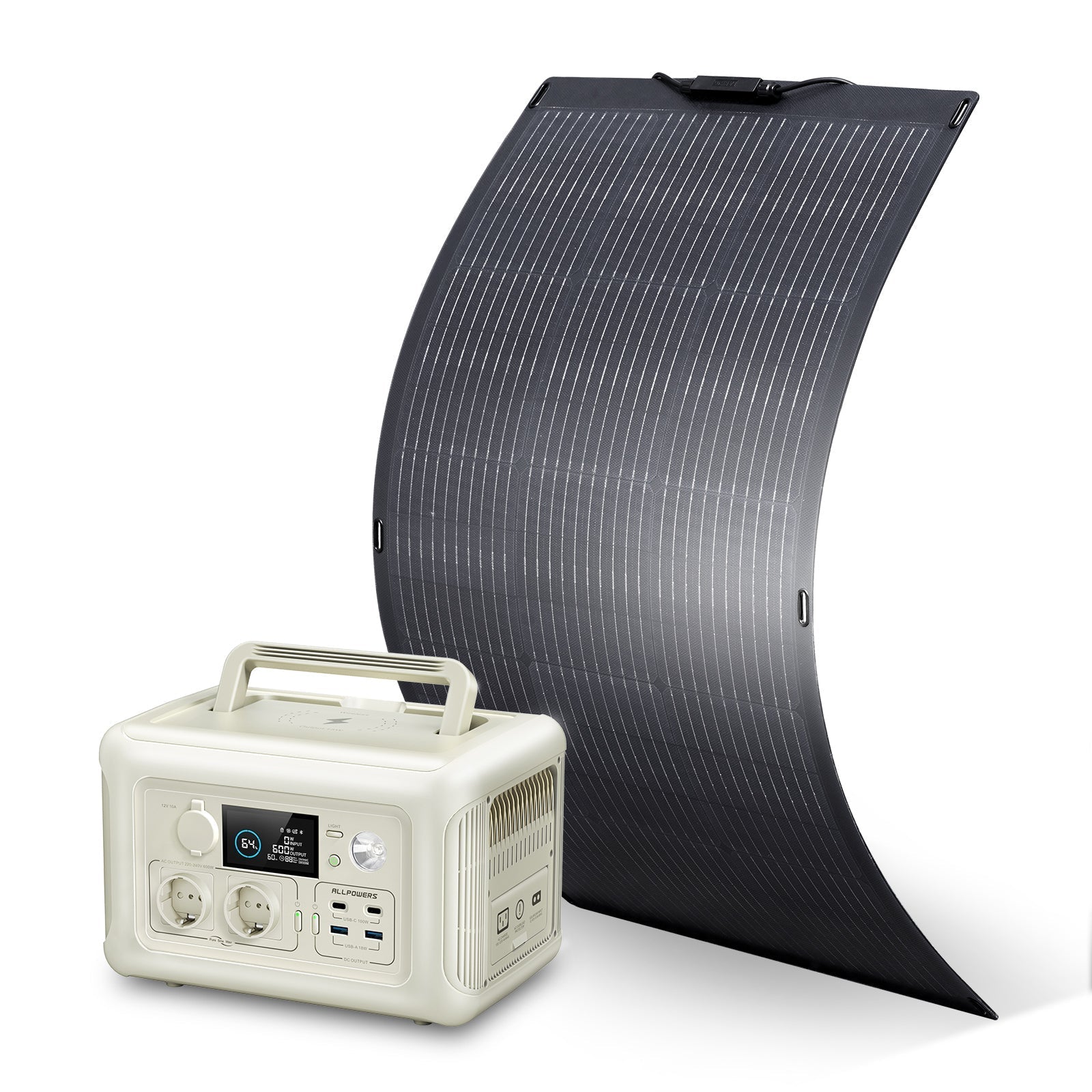 ALLPOWERS Zonnegeneratorset 600W (R600 + SF100 100W flexibel zonnepaneel)