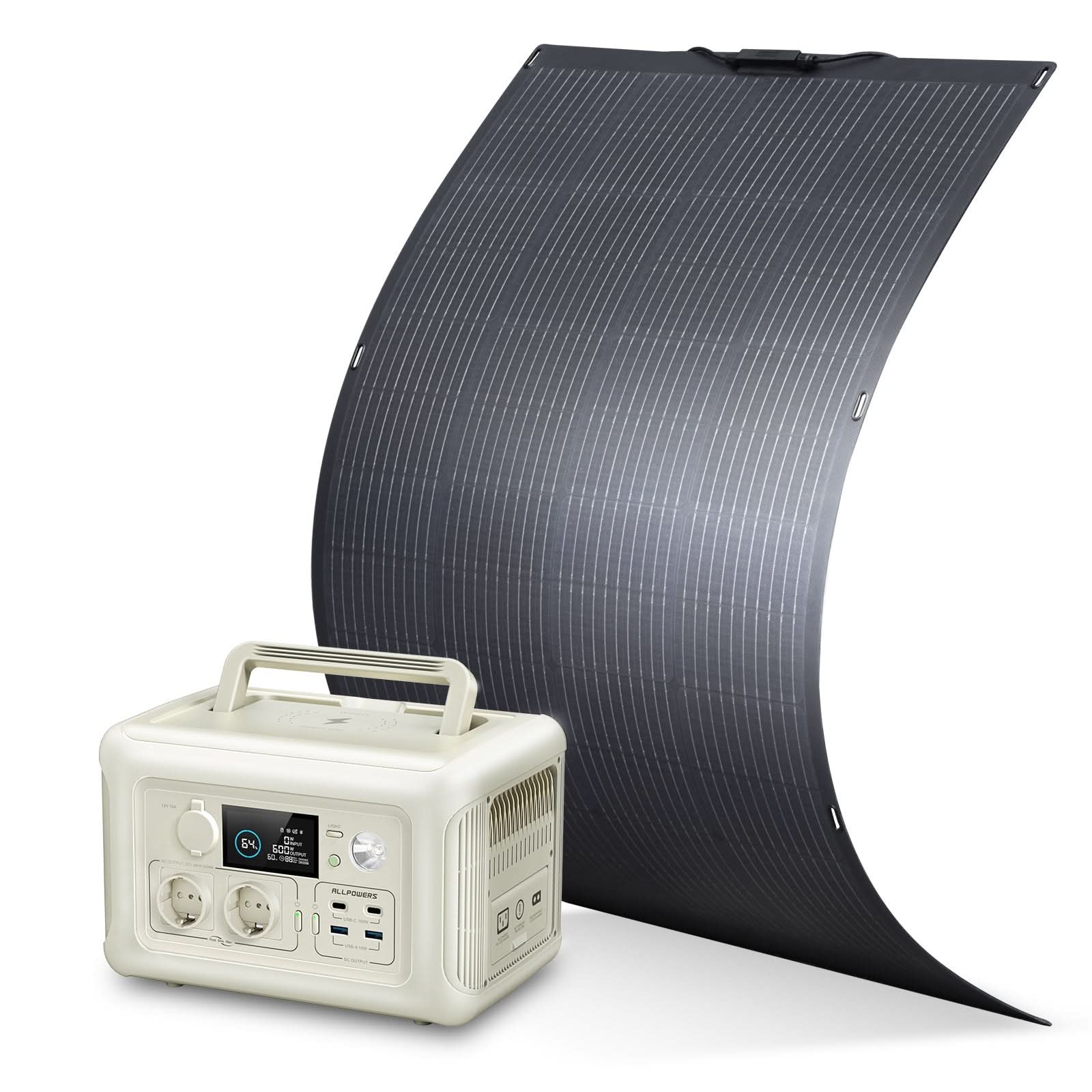 ALLPOWERS Zonnegeneratorset 600W (R600 + SF200 200W flexibel zonnepaneel)
