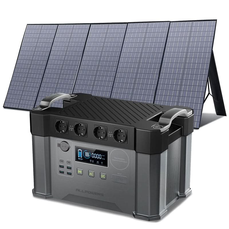 ALLPOWERS S2000 Pro Powerstation – 1451Wh, 2400W (piek 4000W) Met 200W Zonnepaneel – Ideaal Voor Camping En Noodgevallen