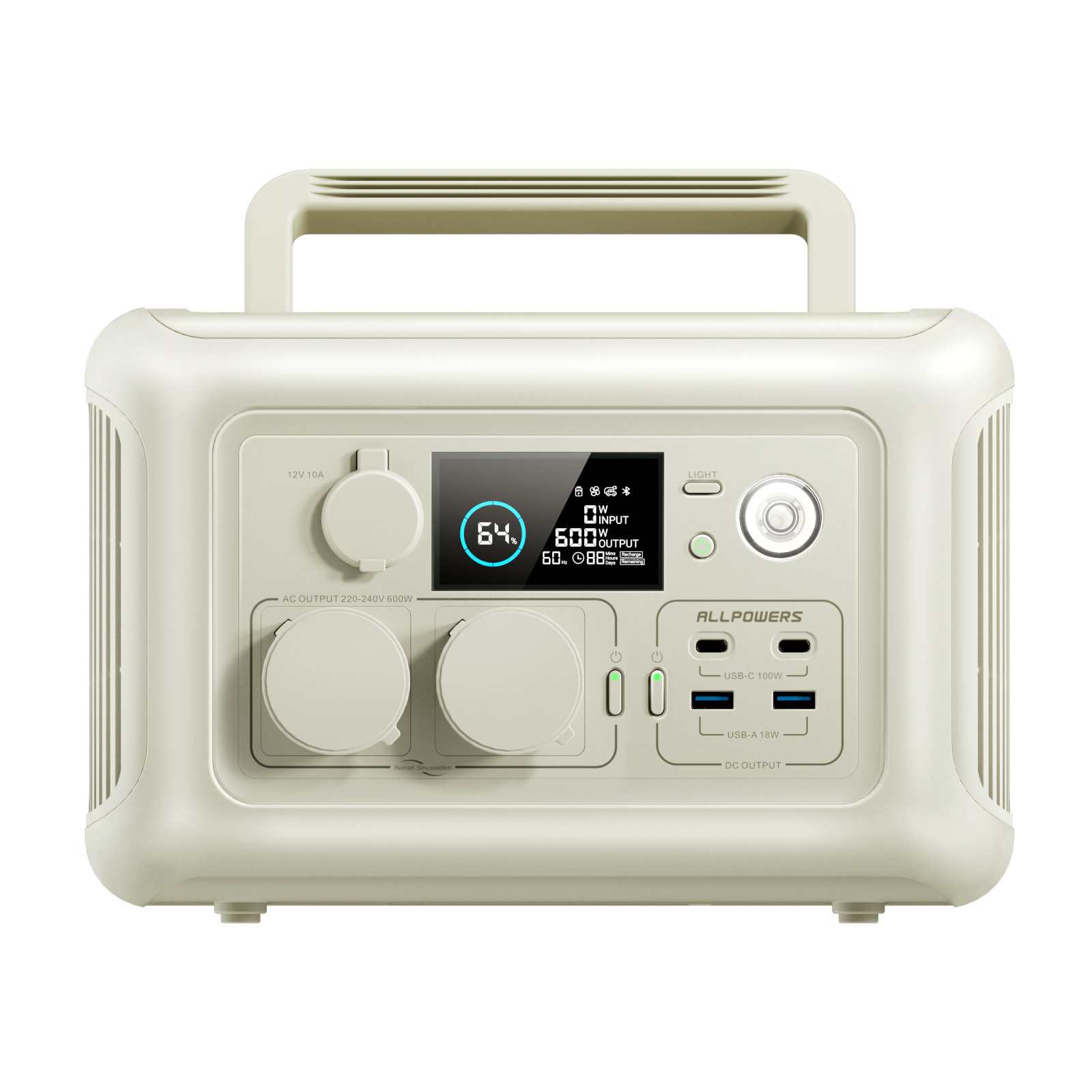 ALLPOWERS R600 Beige Draagbaar Energiestation 600W 299Wh LiFeP04 Accu