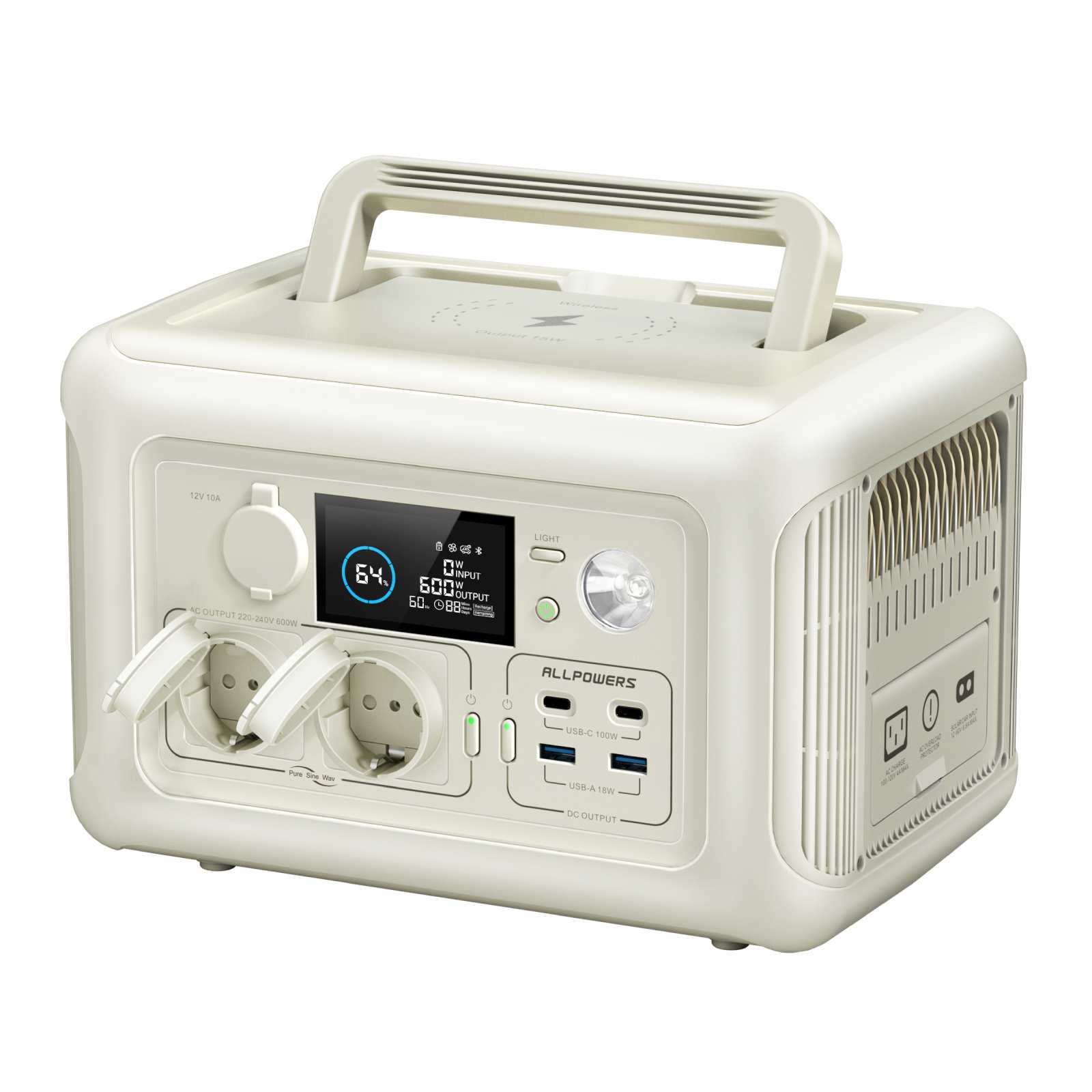 ALLPOWERS R600 Beige Draagbaar Energiestation 600W 299Wh LiFeP04 Accu