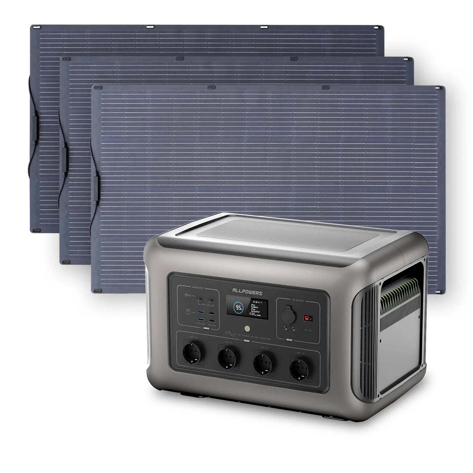ALLPOWERS Zonnegeneratorset 3500W (R3500 + SF200 200W flexibel zonnepaneel)