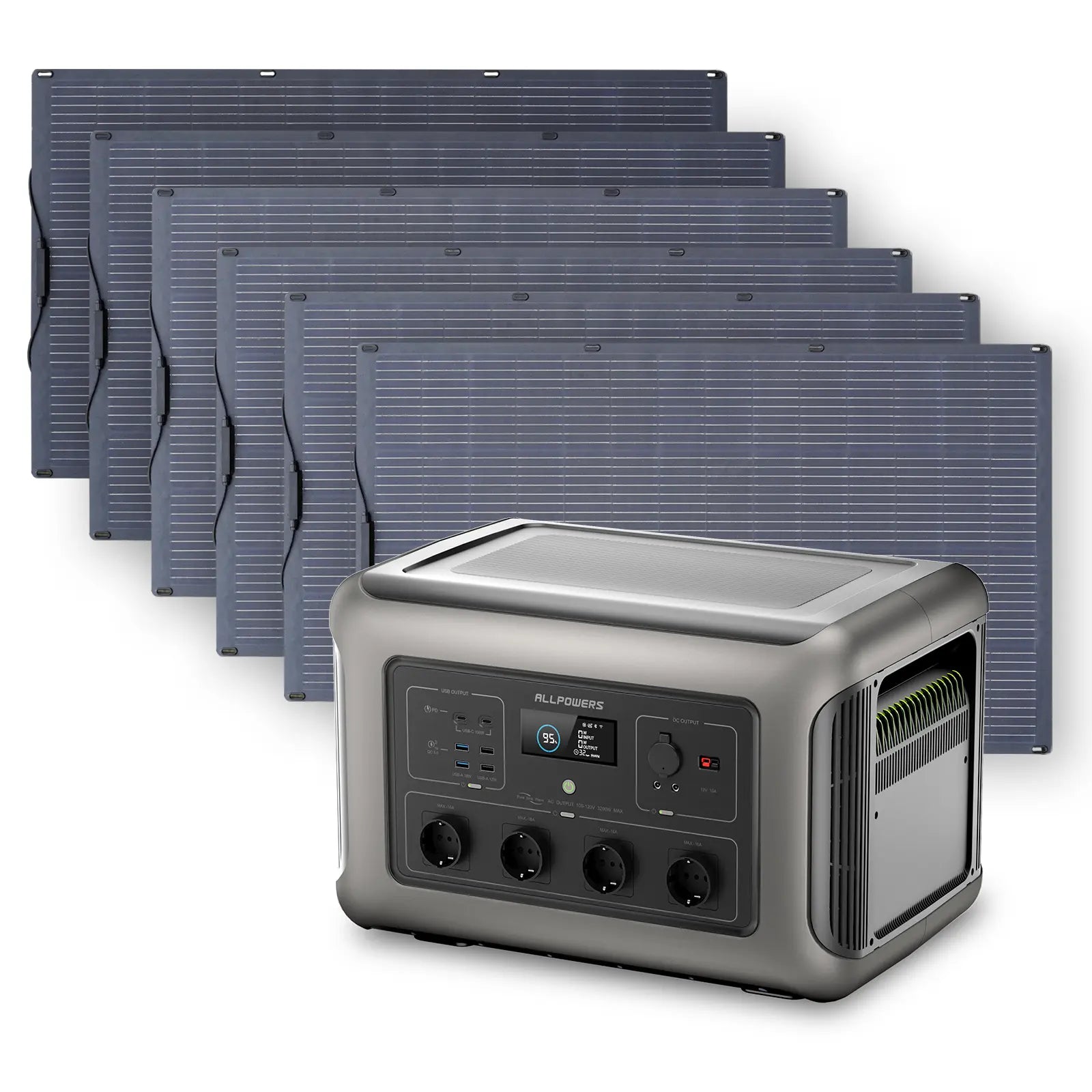 ALLPOWERS Zonnegeneratorset 3500W (R3500 + SF200 200W flexibel zonnepaneel)