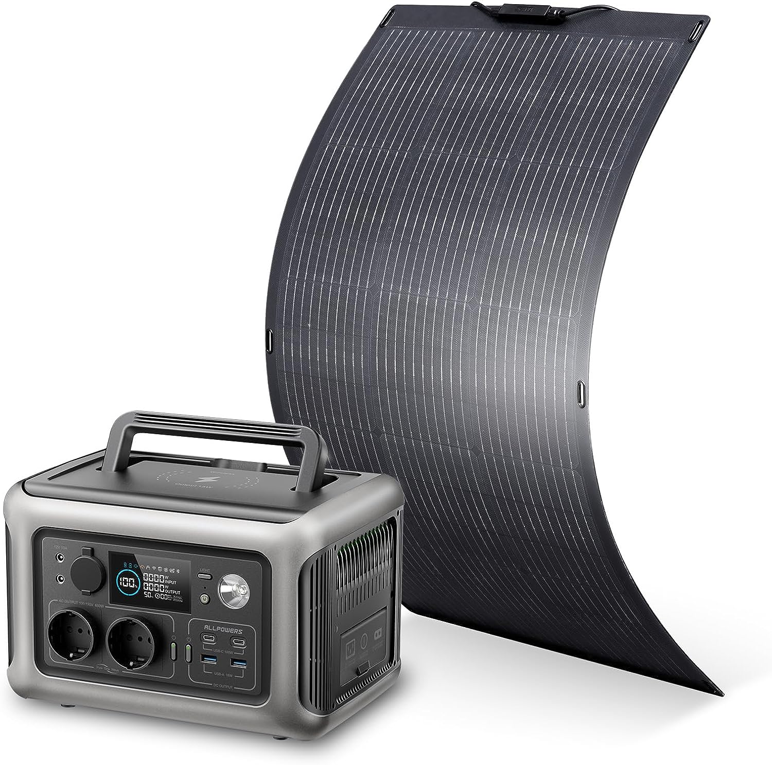 ALLPOWERS Zonnegeneratorset 600W (R600 + SF100 100W flexibel zonnepaneel)