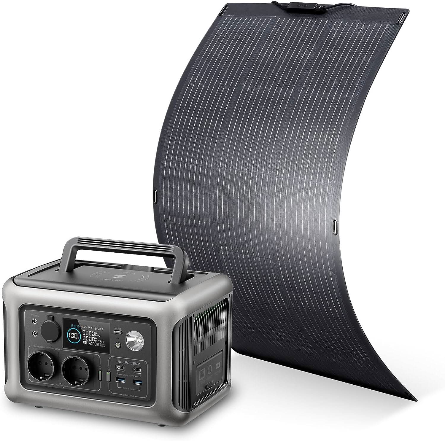 ALLPOWERS Zonnegeneratorset 600W (R600 + SF100 100W flexibel zonnepaneel)