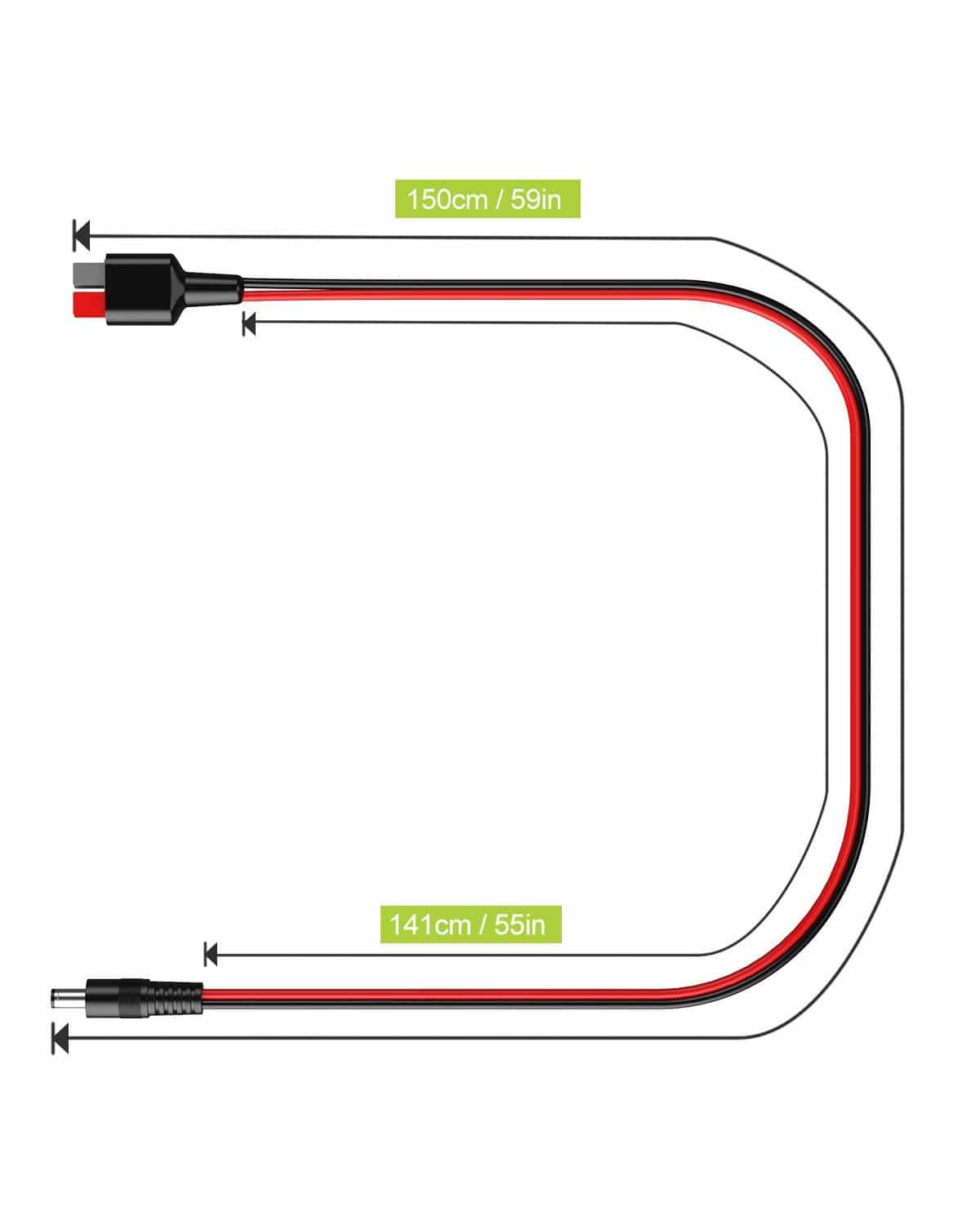 ALLPOWERS DC5525 (5,5 mm x 2,5 mm) naar Anderson Connector Adapterkabel
