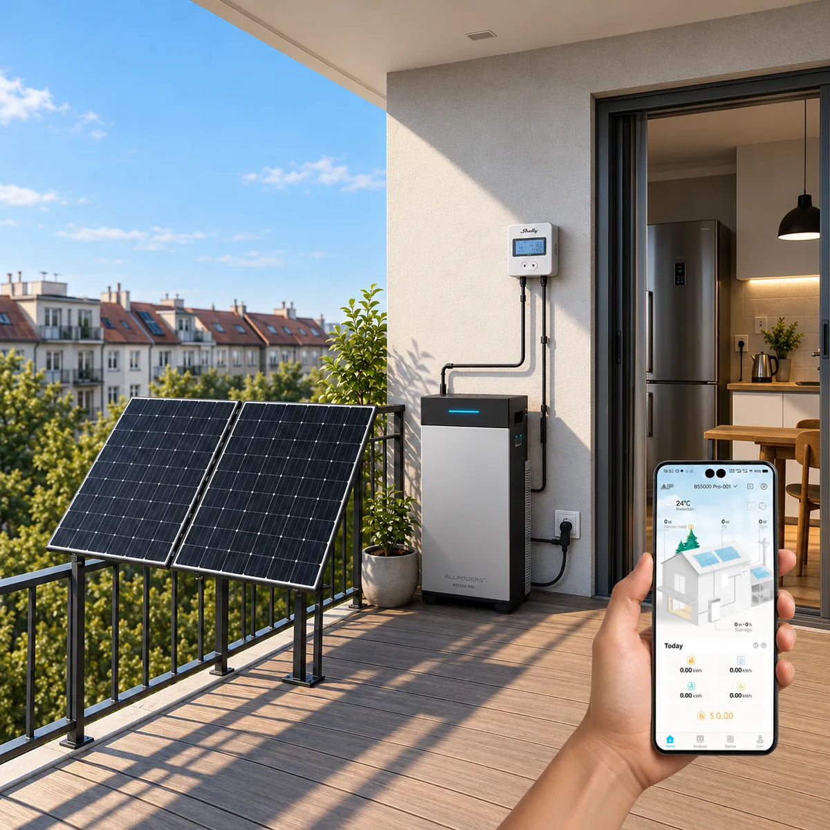 Balcony solar setup