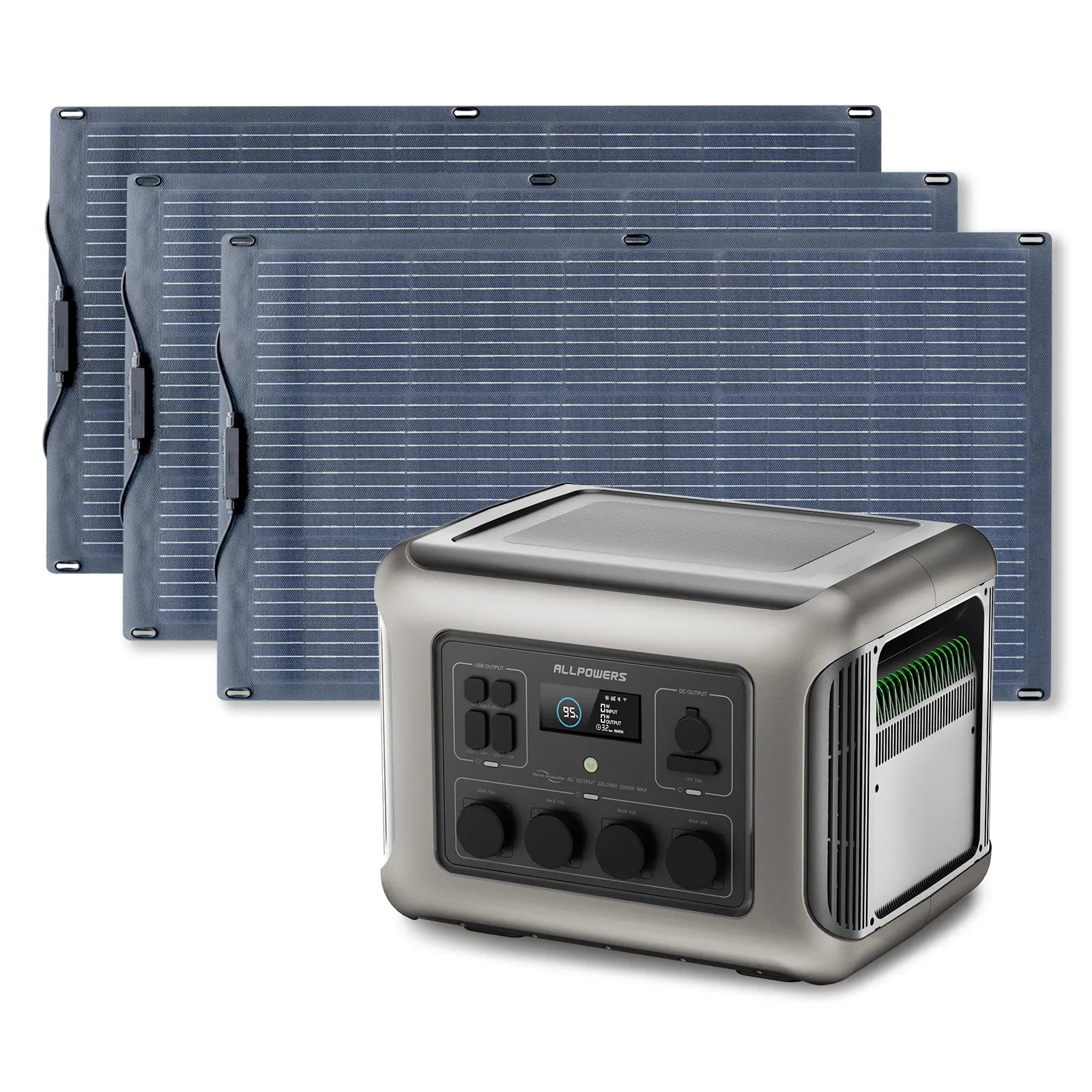 ALLPOWERS Zonnegeneratorset 2500W (R2500 + SF100 100W flexibel zonnepaneel)