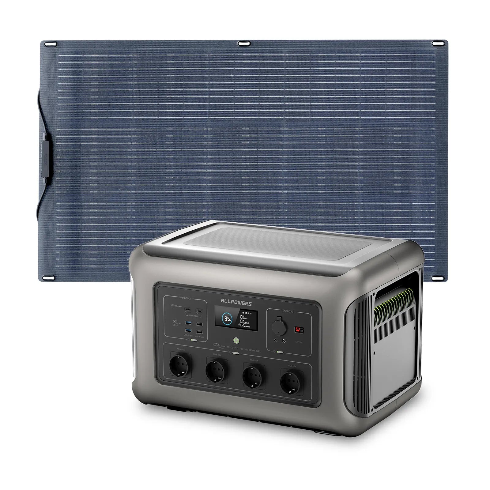 ALLPOWERS Zonnegeneratorset 3500W (R3500 + SF100 100W flexibel zonnepaneel)