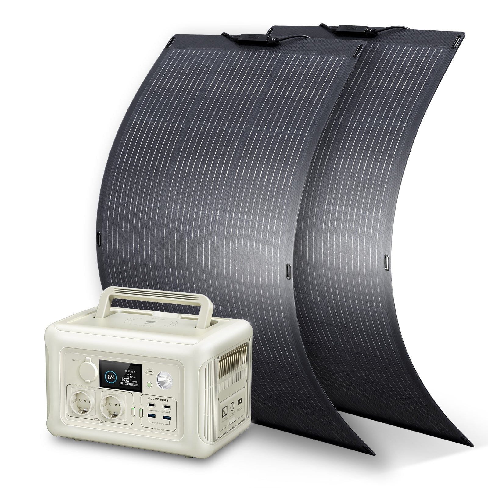 ALLPOWERS Zonnegeneratorset 600W (R600 + SF100 100W flexibel zonnepaneel)