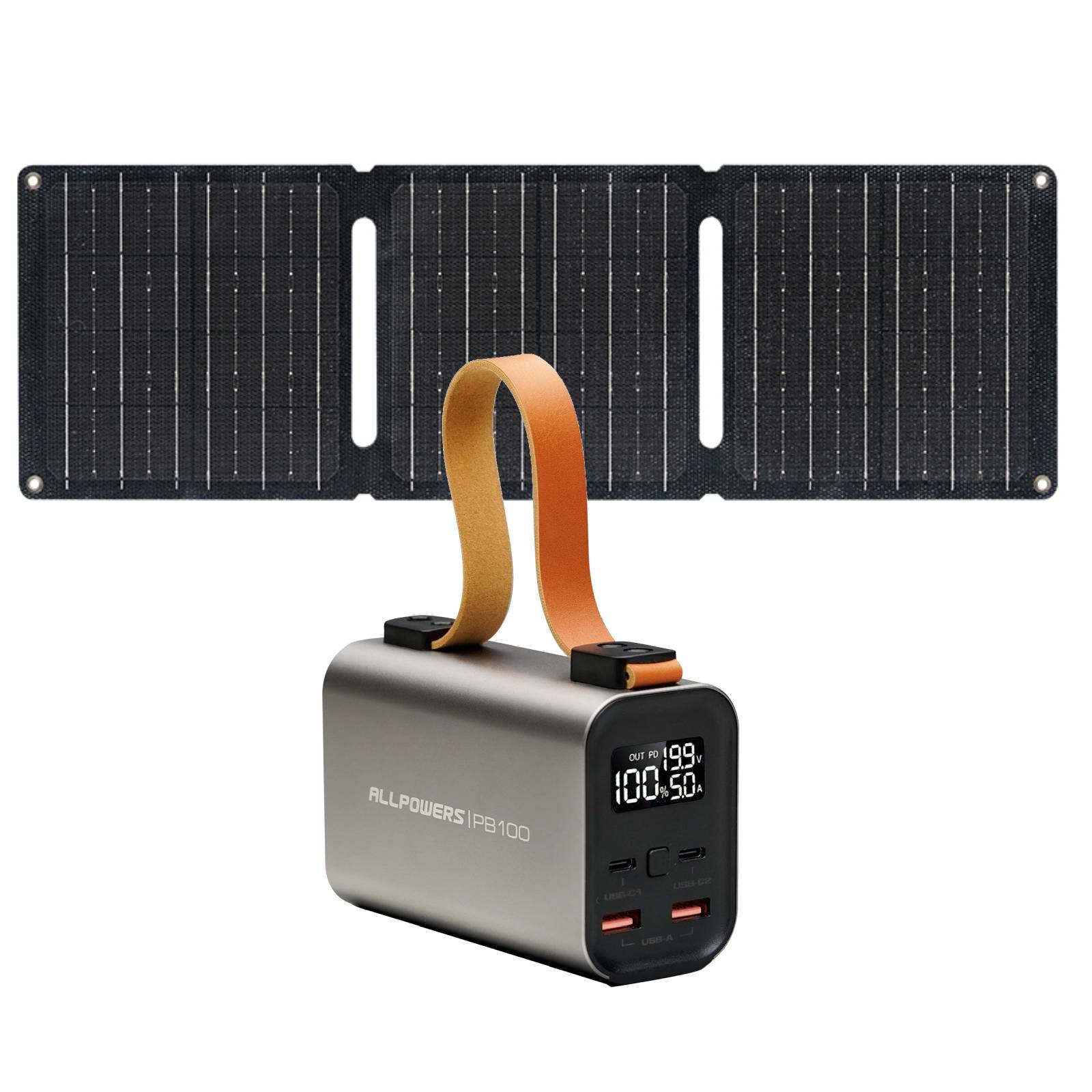 ALLPOWERS PB100 draagbare powerbank 100W 24000mAh met SP001 5V 21W zonnepaneel